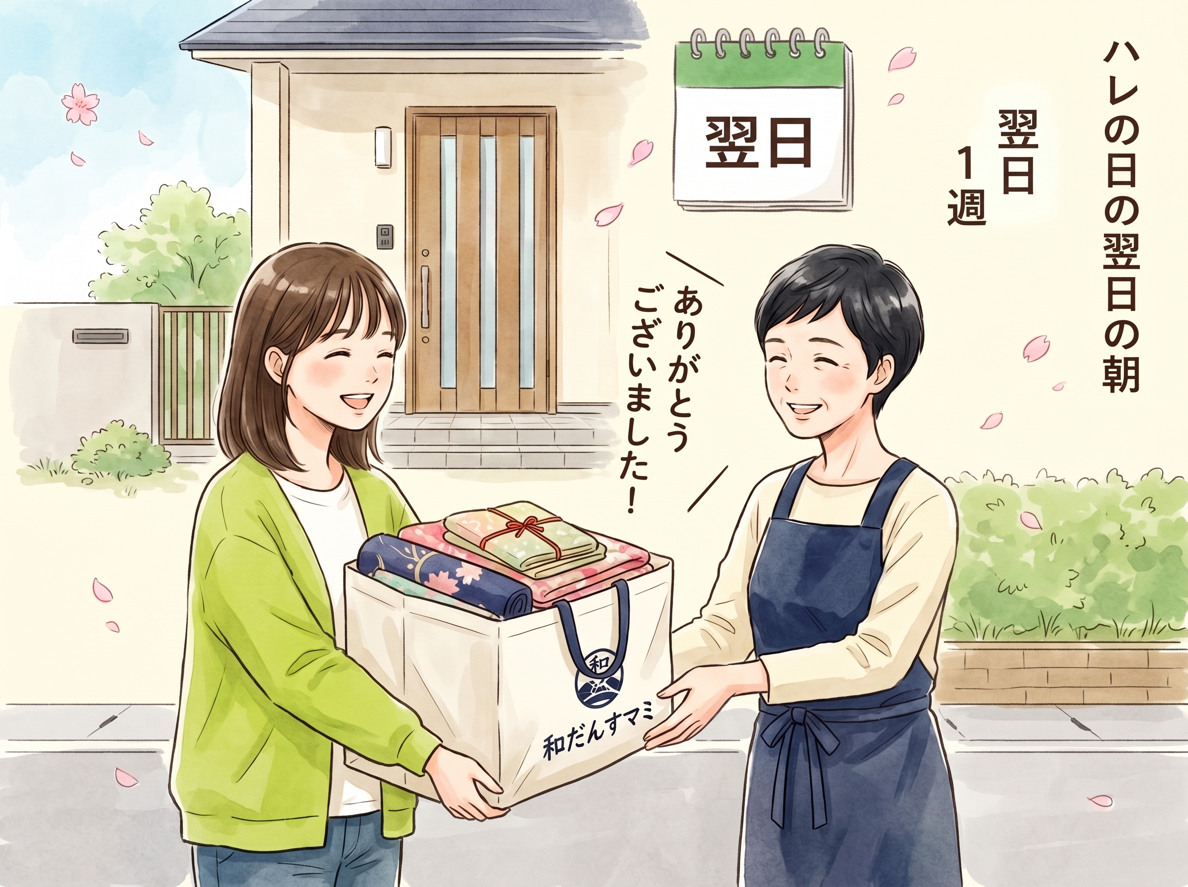 着付け日の翌日中までのご返却と延長ルール