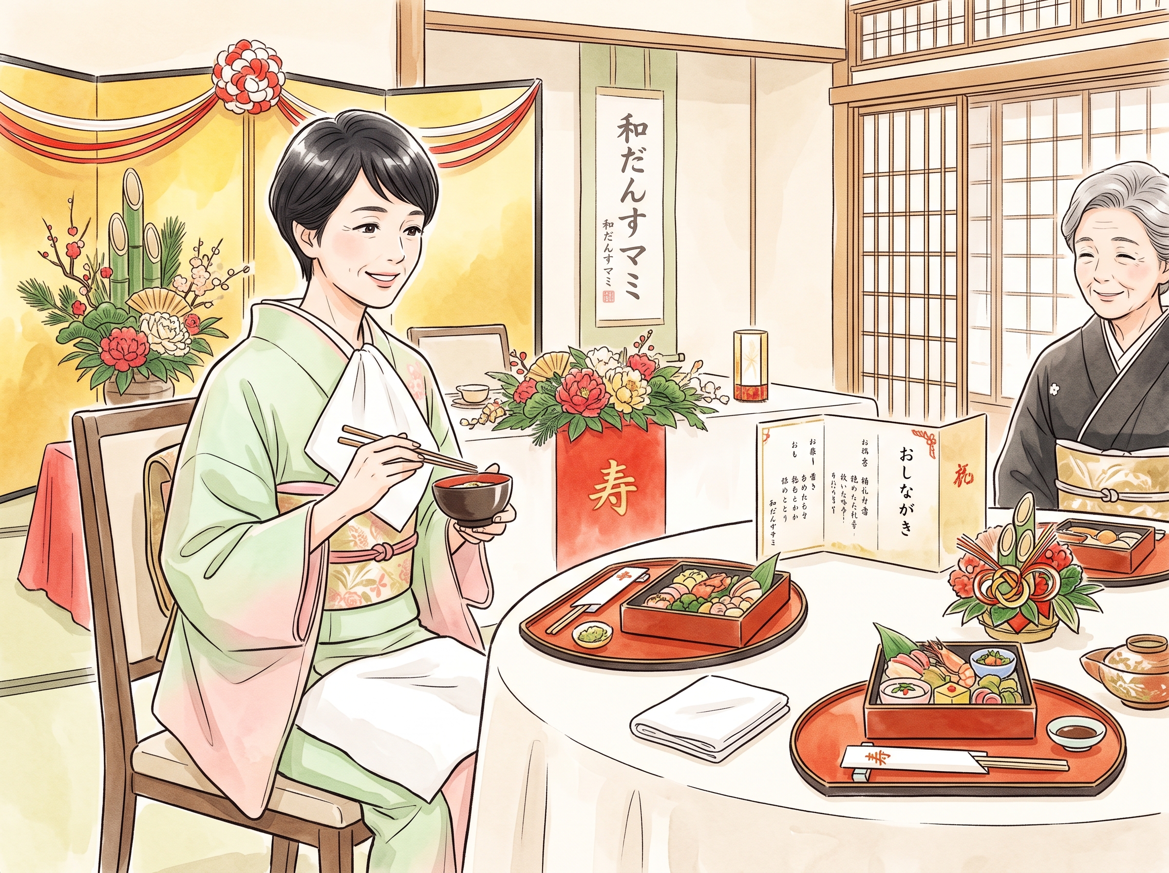 着物でのお食事マナー 大判ハンカチと万が一汚れた時はこすらない鉄則
