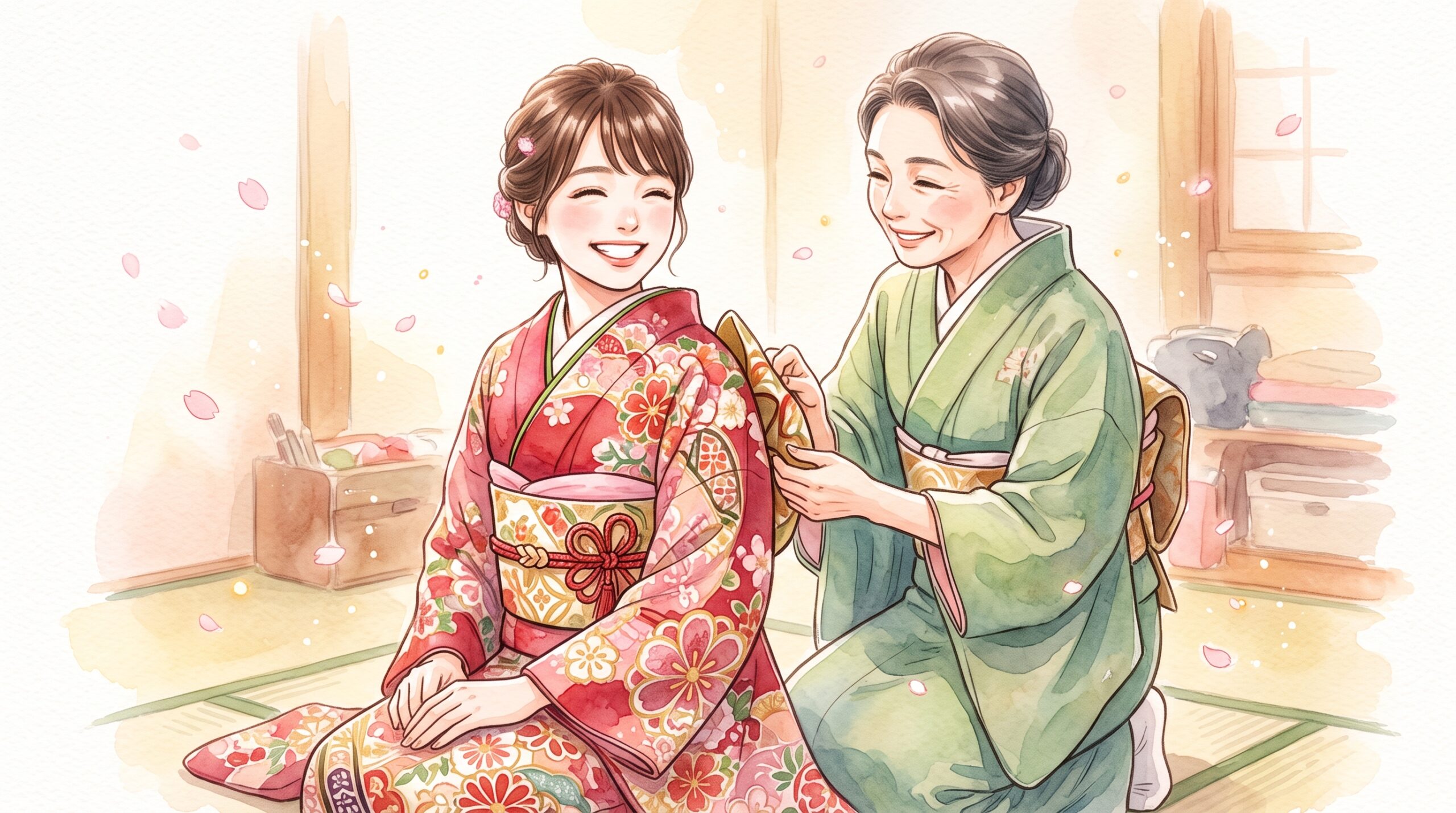 苦しくなく着崩れない丁寧な振袖着付け